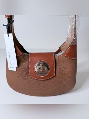 NWT Dooney & Bourke Two-Tone Brown & Caramel Pebbled Leather Shoulder Bag
